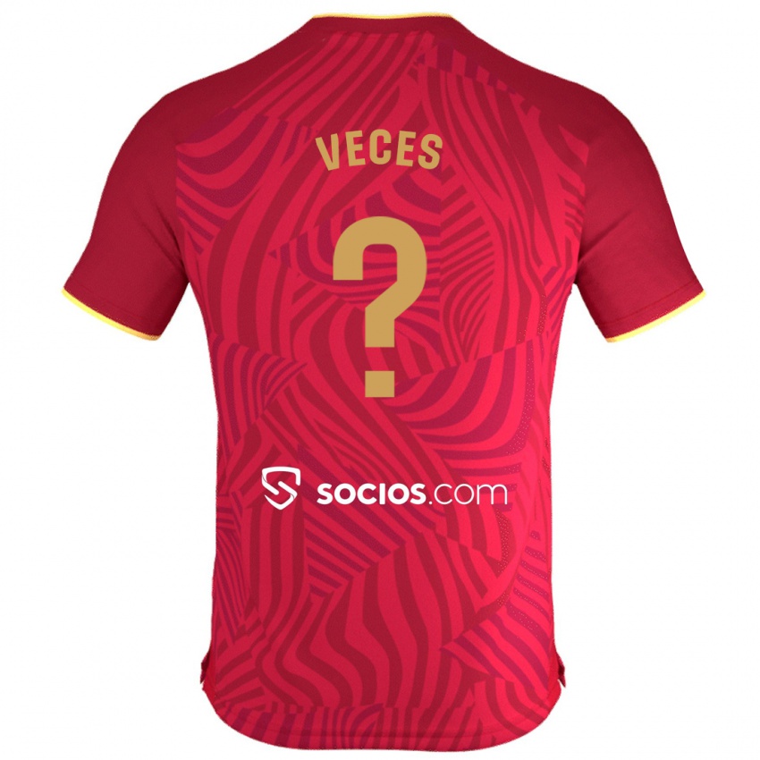 Niño Camiseta Sergio Veces #0 Rojo 2ª Equipación 2023/24 La Camisa