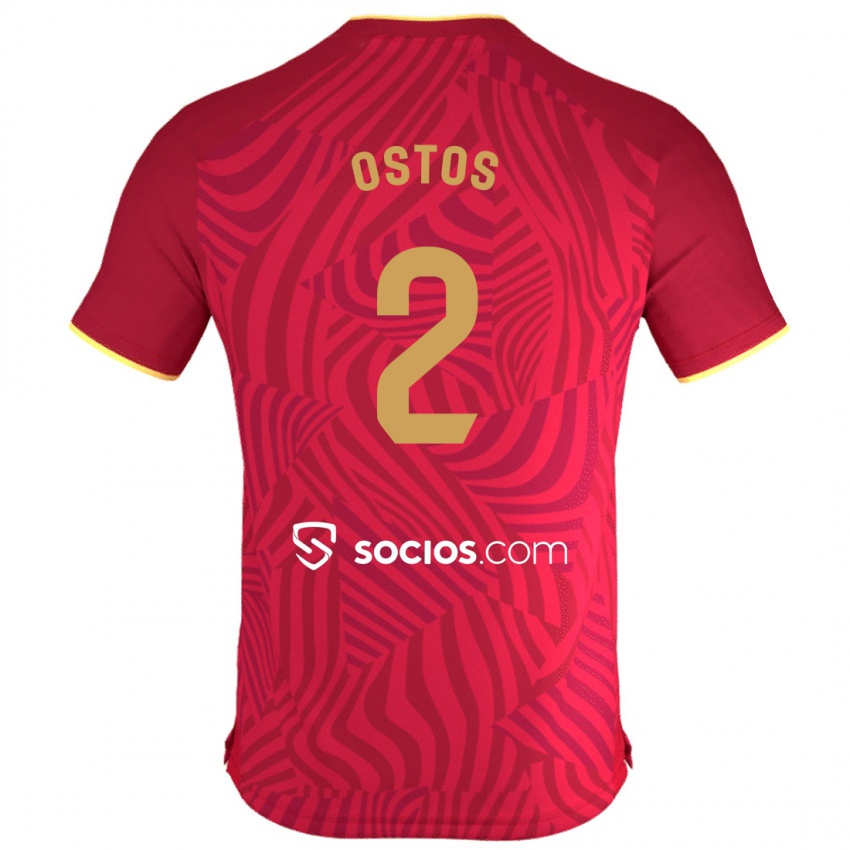 Niño Camiseta Fran Ostos #2 Rojo 2ª Equipación 2023/24 La Camisa
