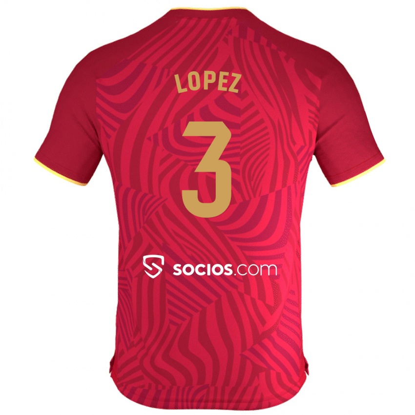 Niño Camiseta David López #3 Rojo 2ª Equipación 2023/24 La Camisa