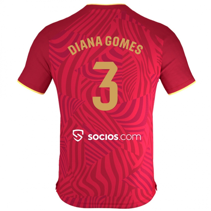 Niño Camiseta Diana Catarina Ribeiro Gomes #3 Rojo 2ª Equipación 2023/24 La Camisa