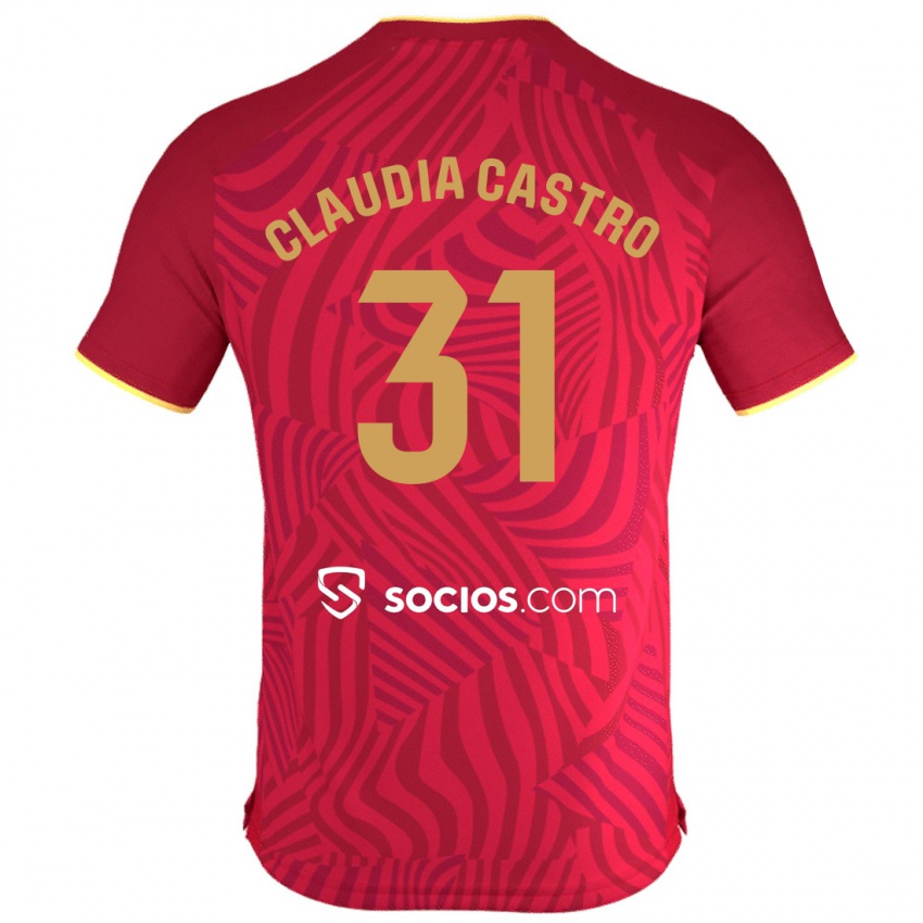 Niño Camiseta Claudia Castro Romero #31 Rojo 2ª Equipación 2023/24 La Camisa
