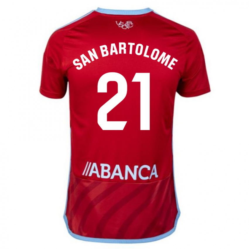 Niño Camiseta Víctor San Bartolomé #21 Rojo 2ª Equipación 2023/24 La Camisa