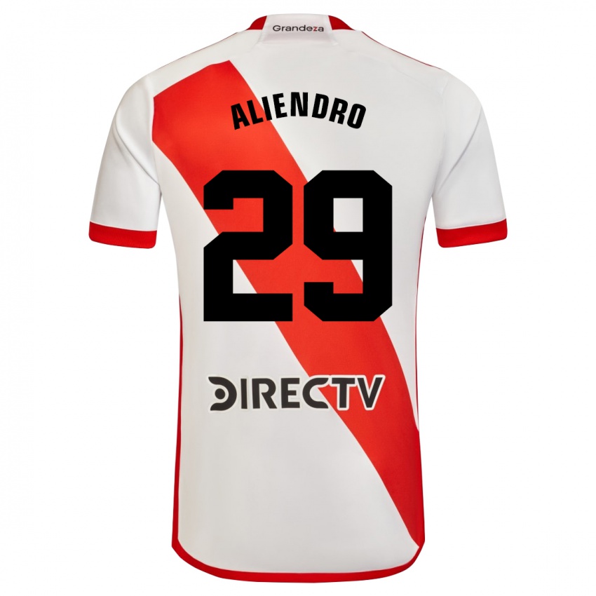 Hombre Camiseta Rodrigo Aliendro #29 Blanco Rojo 1ª Equipación 2023/24 La Camisa