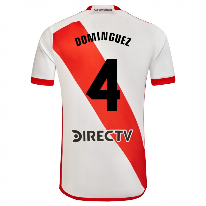 Hombre Camiseta Evelyn Sofía Domínguez #4 Blanco Rojo 1ª Equipación 2023/24 La Camisa