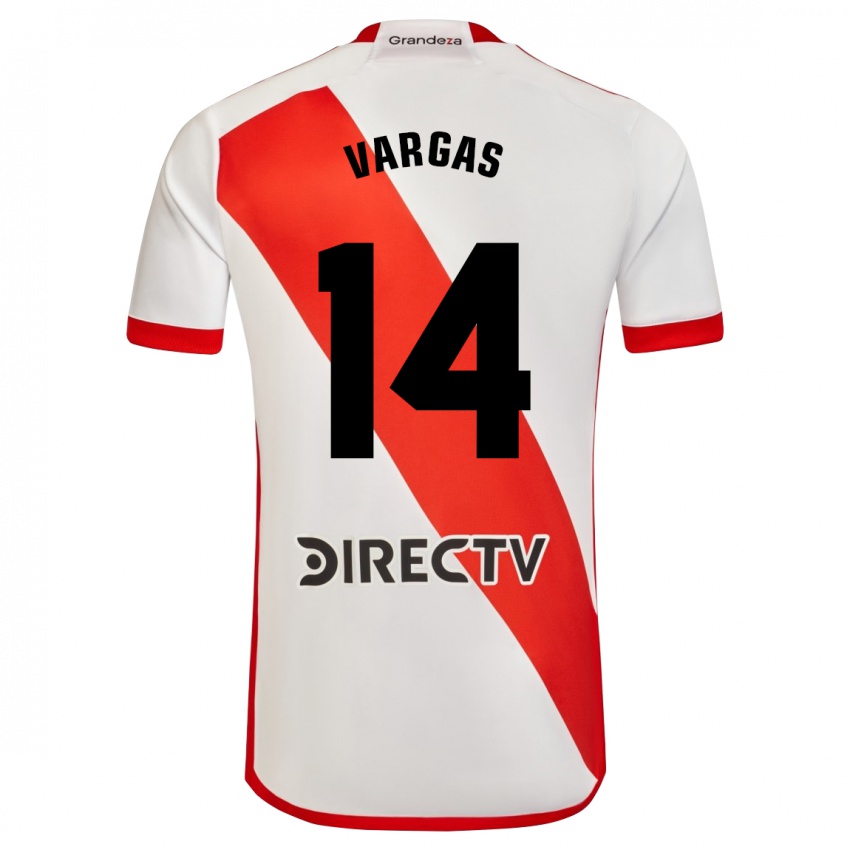 Hombre Camiseta Agustina Vargas #14 Blanco Rojo 1ª Equipación 2023/24 La Camisa