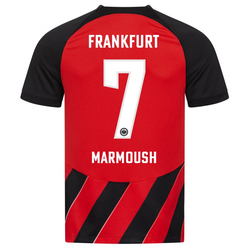 Hombre Camiseta Omar Marmoush #7 Negro Rojo 1ª Equipación 2023/24 La Camisa