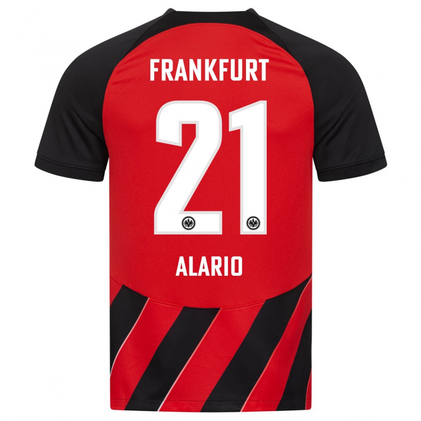 Hombre Camiseta Lucas Alario #21 Negro Rojo 1ª Equipación 2023/24 La Camisa