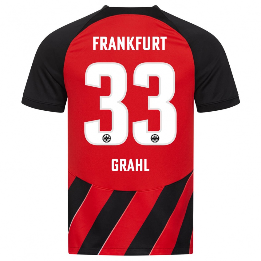 Hombre Camiseta Jens Grahl #33 Negro Rojo 1ª Equipación 2023/24 La Camisa