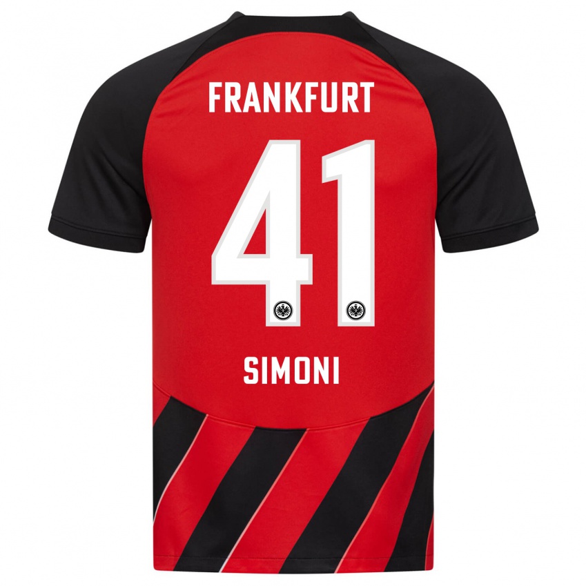 Hombre Camiseta Simon Simoni #41 Negro Rojo 1ª Equipación 2023/24 La Camisa