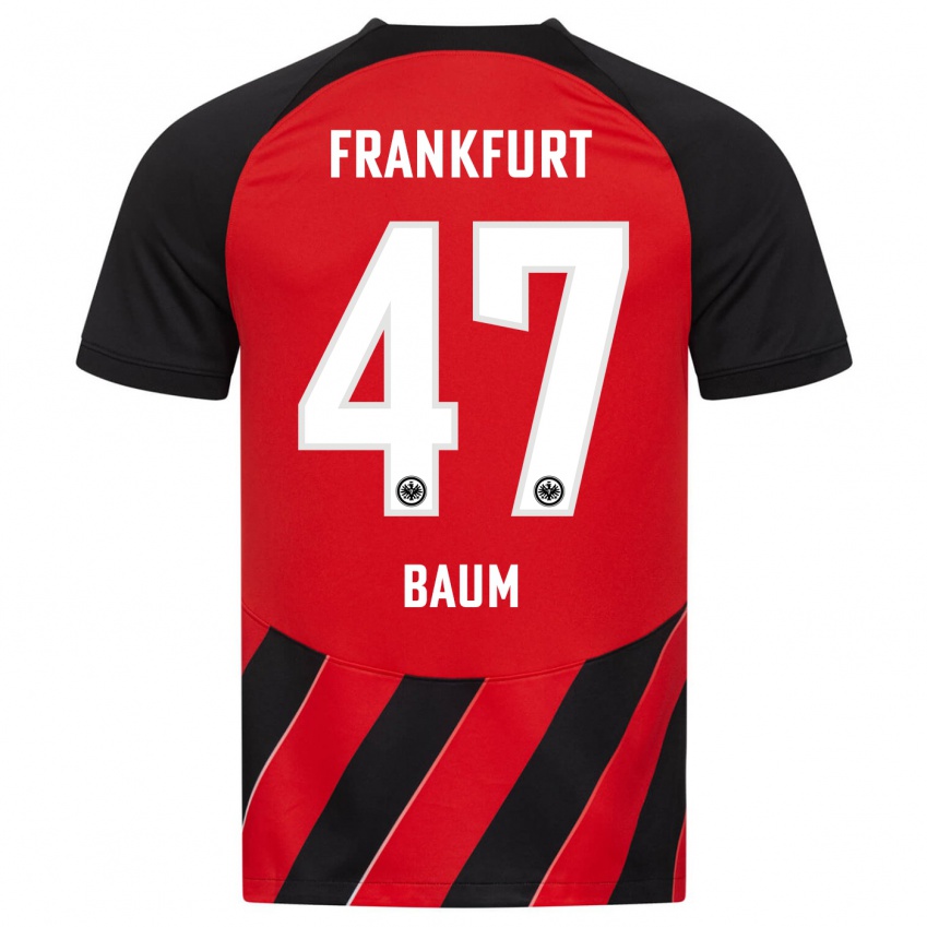 Hombre Camiseta Elias Baum #47 Negro Rojo 1ª Equipación 2023/24 La Camisa