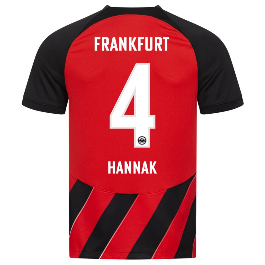 Hombre Camiseta Tim Hannak #4 Negro Rojo 1ª Equipación 2023/24 La Camisa
