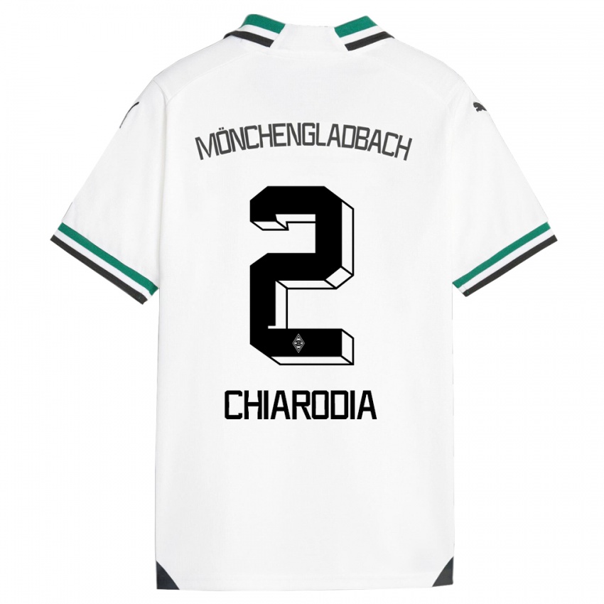 Hombre Camiseta Fabio Chiarodia #2 Blanco Verde 1ª Equipación 2023/24 La Camisa