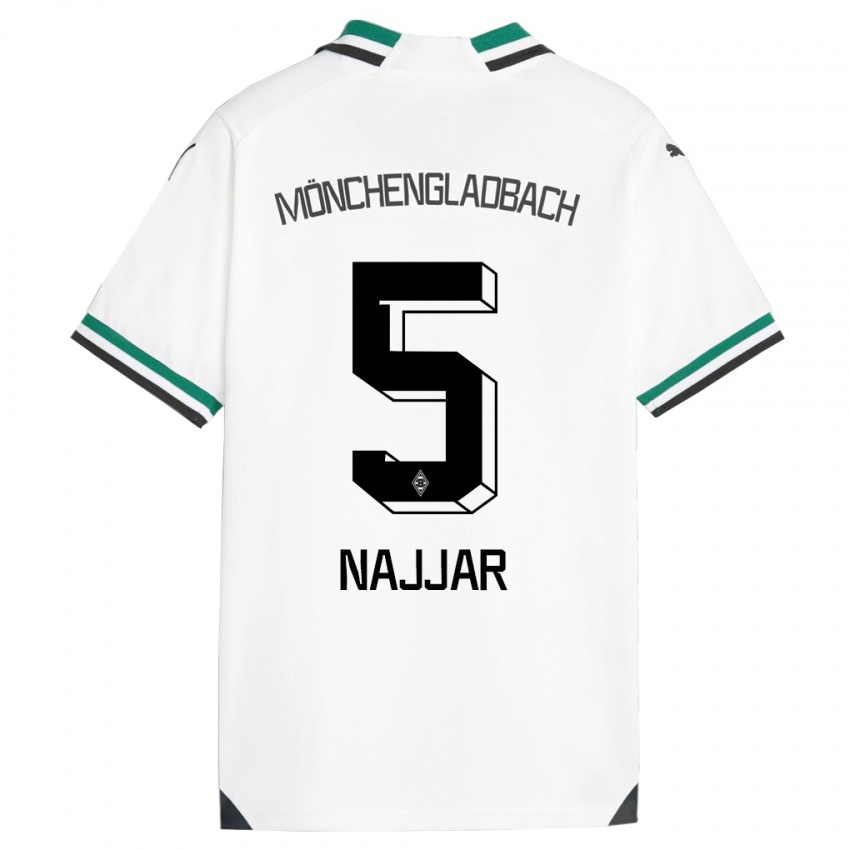 Hombre Camiseta Jamil Najjar #5 Blanco Verde 1ª Equipación 2023/24 La Camisa