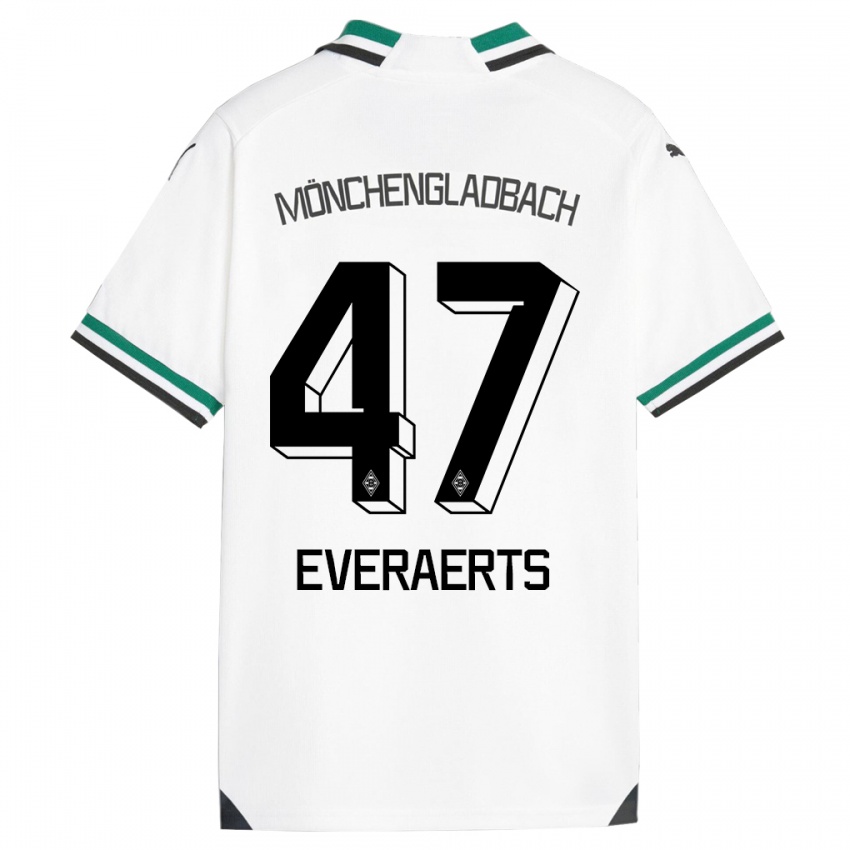Hombre Camiseta Kim Everaerts #47 Blanco Verde 1ª Equipación 2023/24 La Camisa
