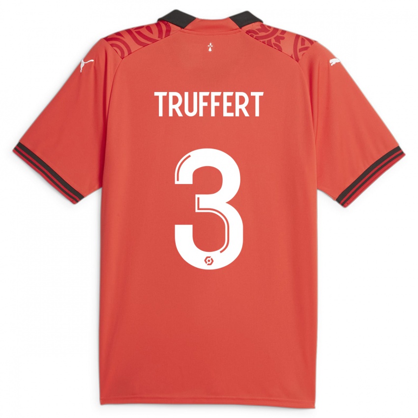 Hombre Camiseta Adrien Truffert #3 Rojo 1ª Equipación 2023/24 La Camisa