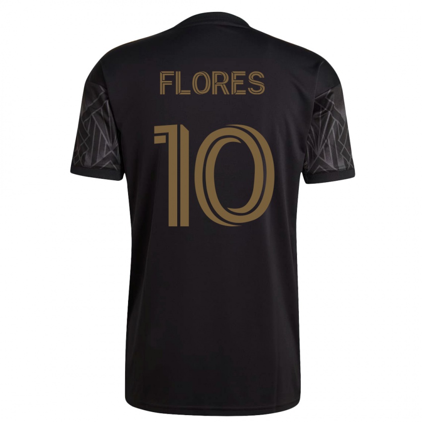 Hombre Camiseta Leonardo Flores #10 Negro 1ª Equipación 2023/24 La Camisa
