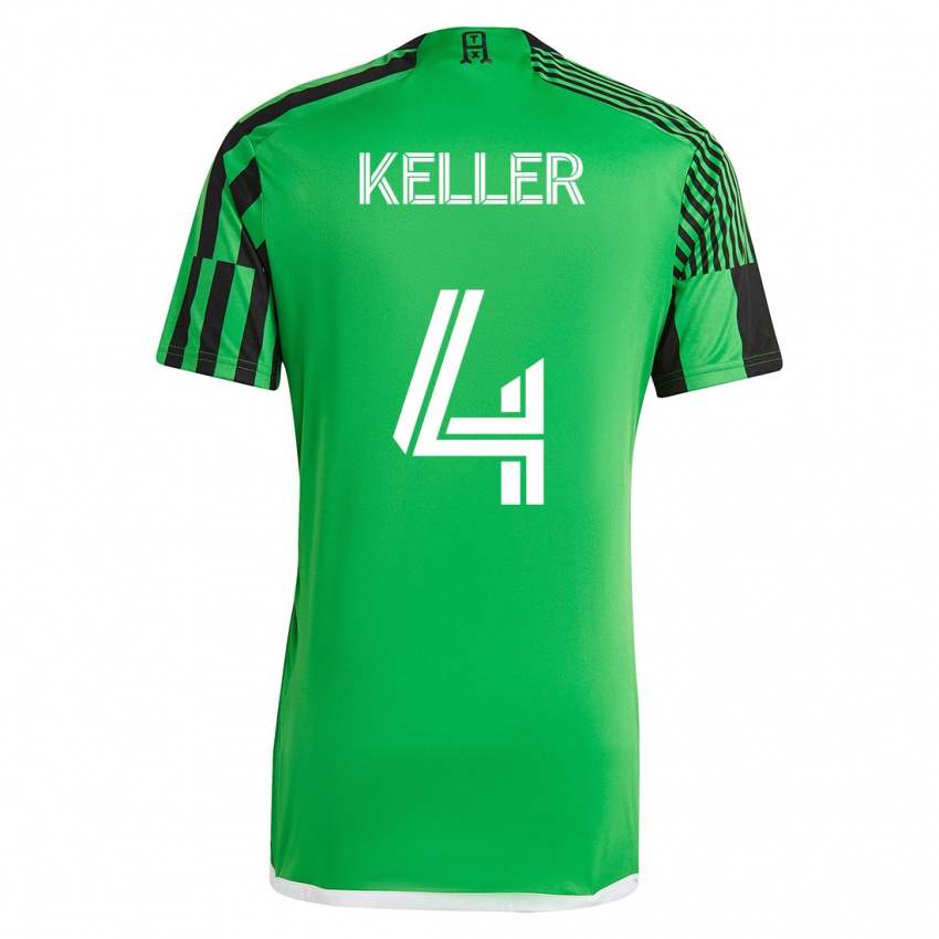Hombre Camiseta Kipp Keller #4 Verde Negro 1ª Equipación 2023/24 La Camisa