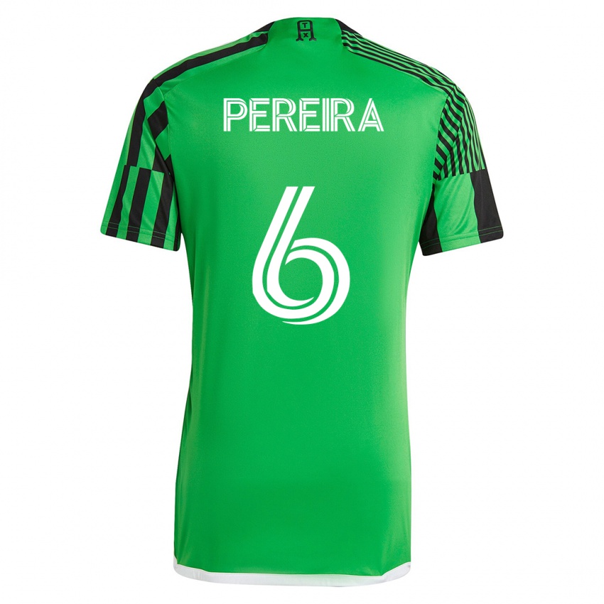 Hombre Camiseta Daniel Pereira #6 Verde Negro 1ª Equipación 2023/24 La Camisa