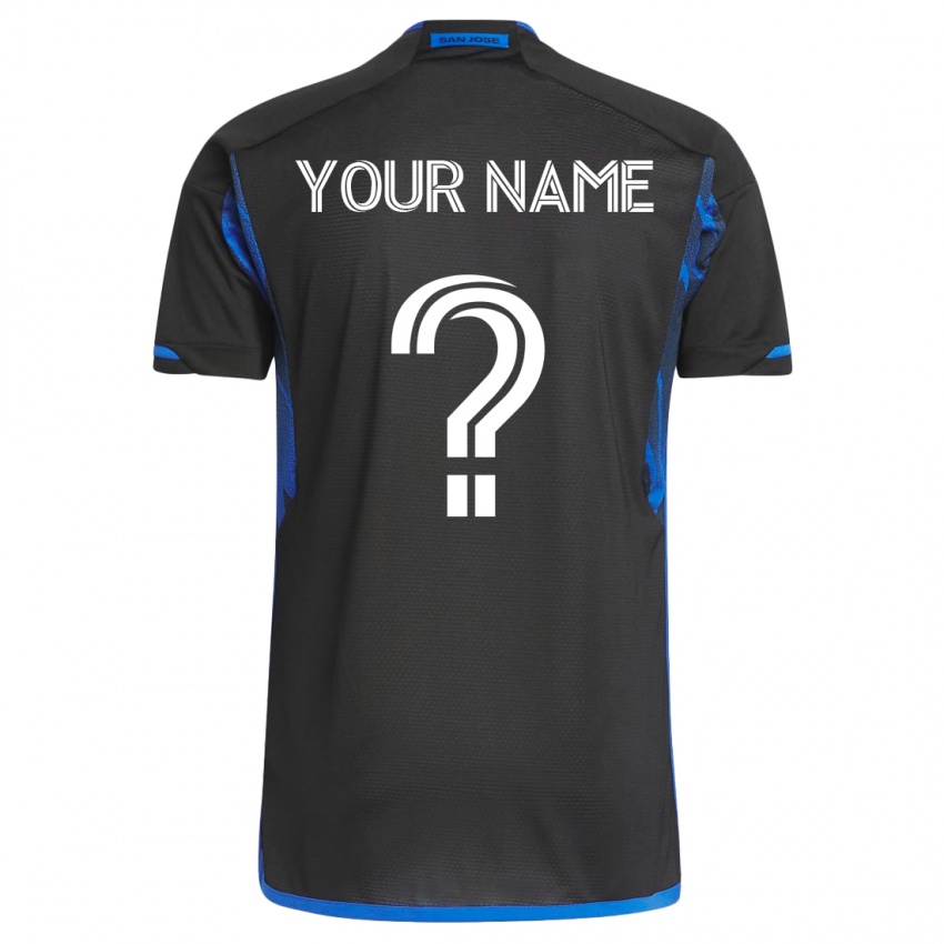 Hombre Camiseta Su Nombre #0 Azul Negro 1ª Equipación 2023/24 La Camisa