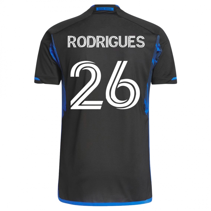 Hombre Camiseta Rodrigues #26 Azul Negro 1ª Equipación 2023/24 La Camisa