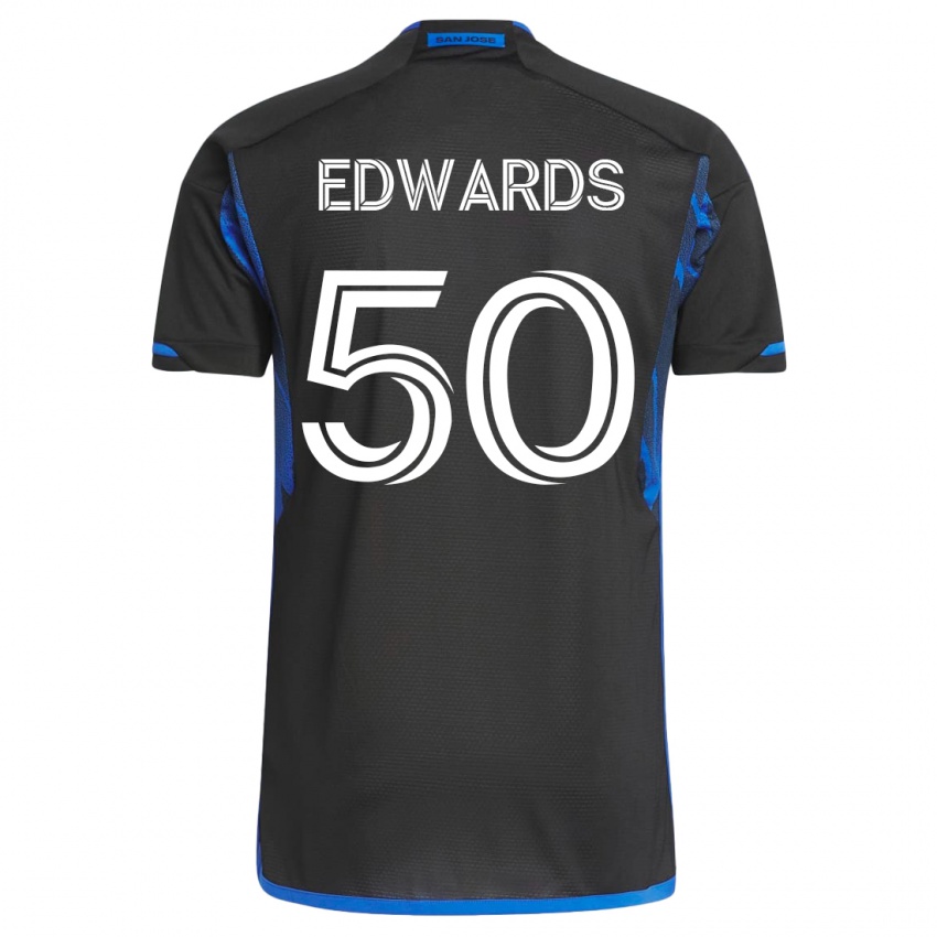 Hombre Camiseta Aaron Edwards #50 Azul Negro 1ª Equipación 2023/24 La Camisa