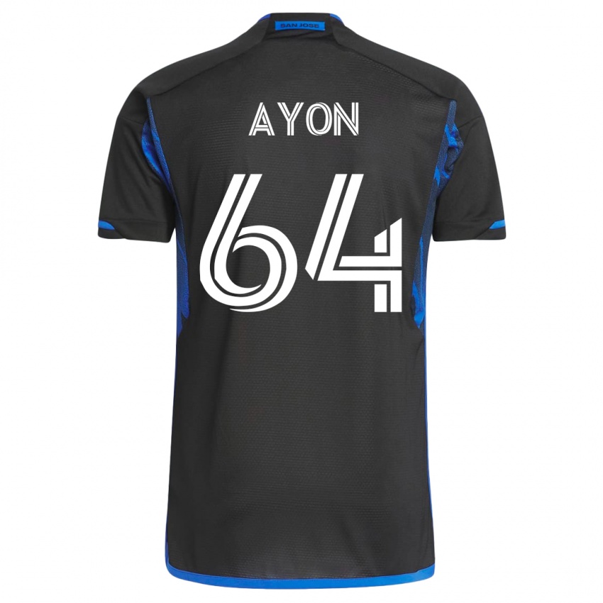 Hombre Camiseta Jerry Ayon #64 Azul Negro 1ª Equipación 2023/24 La Camisa