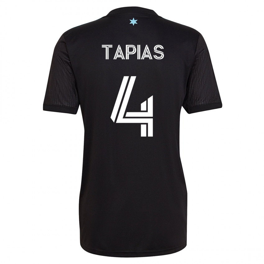 Hombre Camiseta Miguel Tapias #4 Negro 1ª Equipación 2023/24 La Camisa