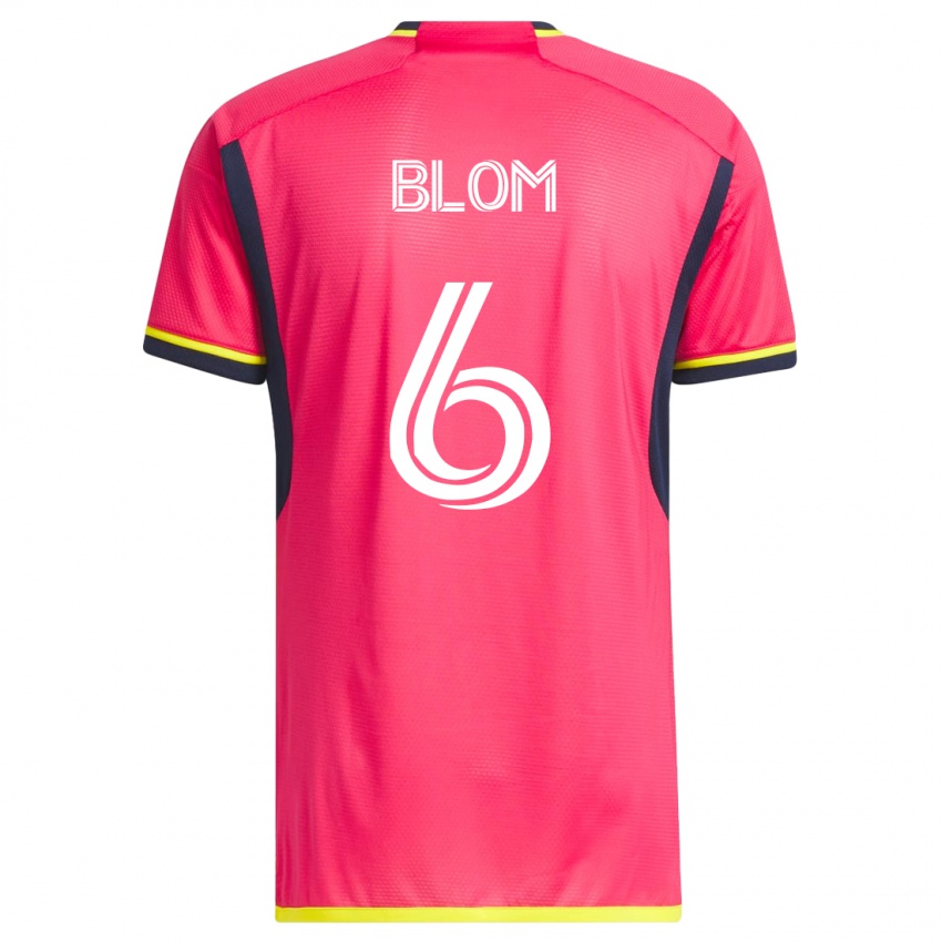 Hombre Camiseta Njabulo Blom #6 Rosa 1ª Equipación 2023/24 La Camisa