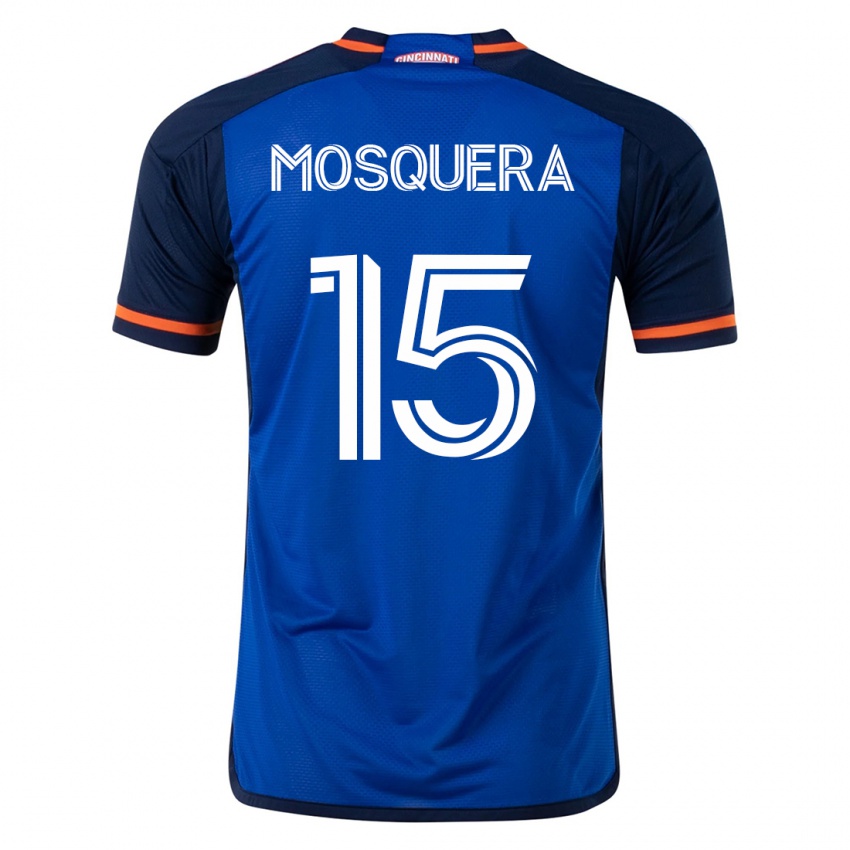 Hombre Camiseta Yerson Mosquera #15 Azul 1ª Equipación 2023/24 La Camisa