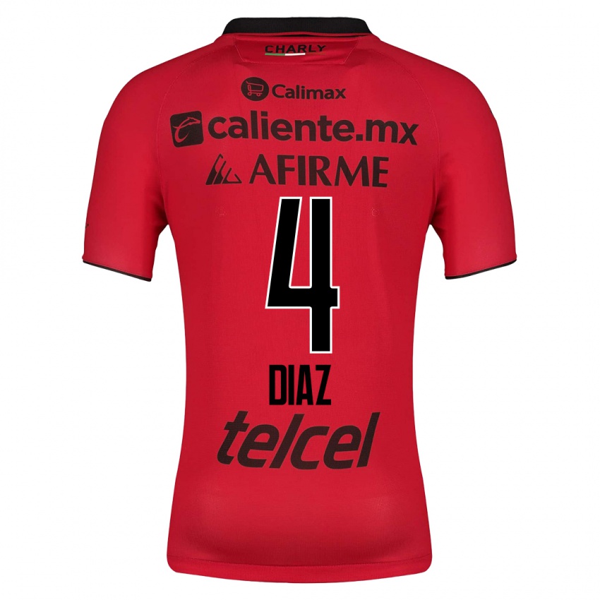 Hombre Camiseta Nicolás Díaz #4 Rojo 1ª Equipación 2023/24 La Camisa