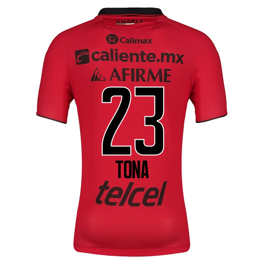Hombre Camiseta Iván Tona #23 Rojo 1ª Equipación 2023/24 La Camisa