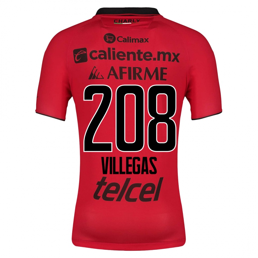 Hombre Camiseta Óscar Villegas #208 Rojo 1ª Equipación 2023/24 La Camisa