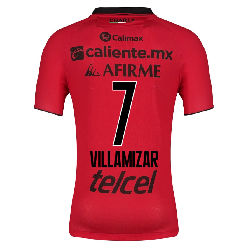 Hombre Camiseta Paola Villamizar #7 Rojo 1ª Equipación 2023/24 La Camisa
