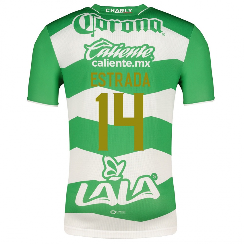 Hombre Camiseta Katia Estrada #14 Verde 1ª Equipación 2023/24 La Camisa