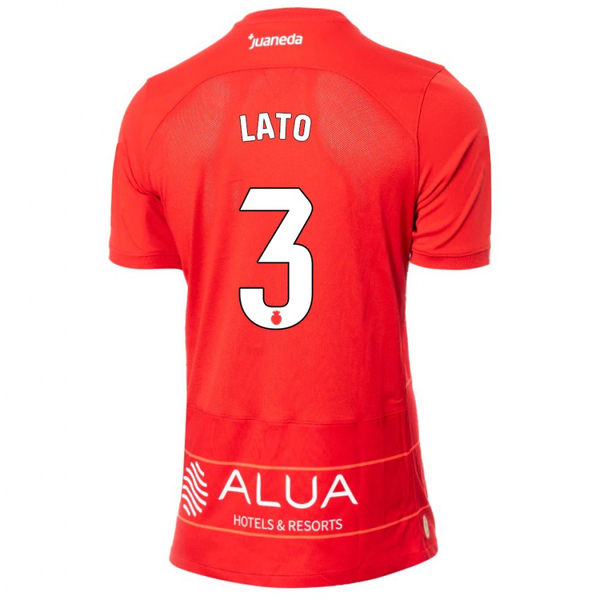 Hombre Camiseta Toni Lato #3 Rojo 1ª Equipación 2023/24 La Camisa