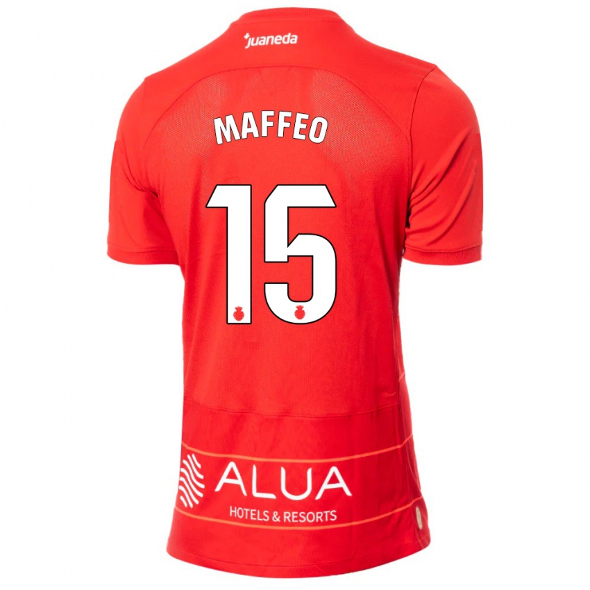 Hombre Camiseta Pablo Maffeo #15 Rojo 1ª Equipación 2023/24 La Camisa