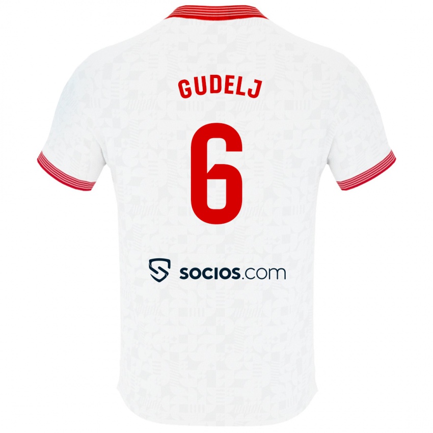 Hombre Camiseta Nemanja Gudelj #6 Blanco 1ª Equipación 2023/24 La Camisa