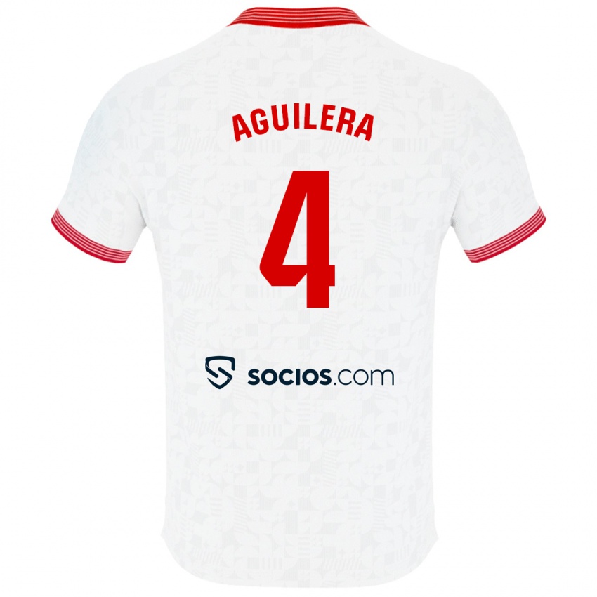 Hombre Camiseta Juanan Aguilera #4 Blanco 1ª Equipación 2023/24 La Camisa