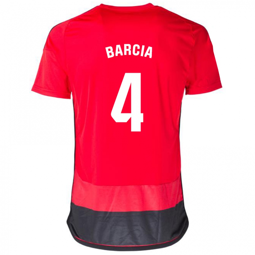 Hombre Camiseta Sergio Barcia #4 Negro Rojo 1ª Equipación 2023/24 La Camisa
