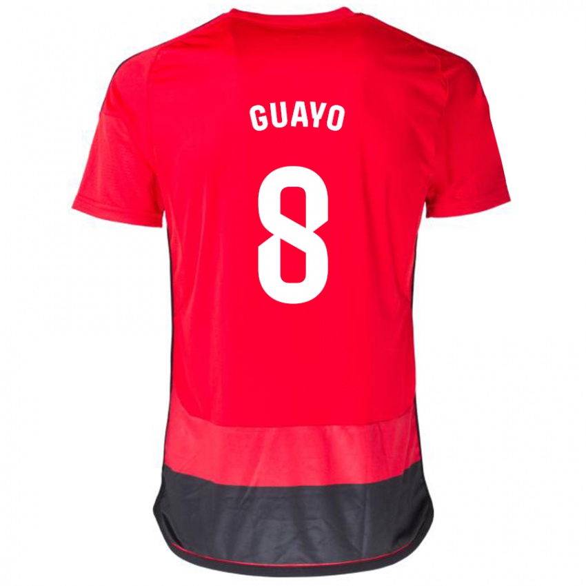 Hombre Camiseta Guayo #8 Negro Rojo 1ª Equipación 2023/24 La Camisa