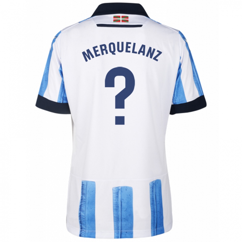 Hombre Camiseta Martin Merquelanz #0 Azul Blanco 1ª Equipación 2023/24 La Camisa