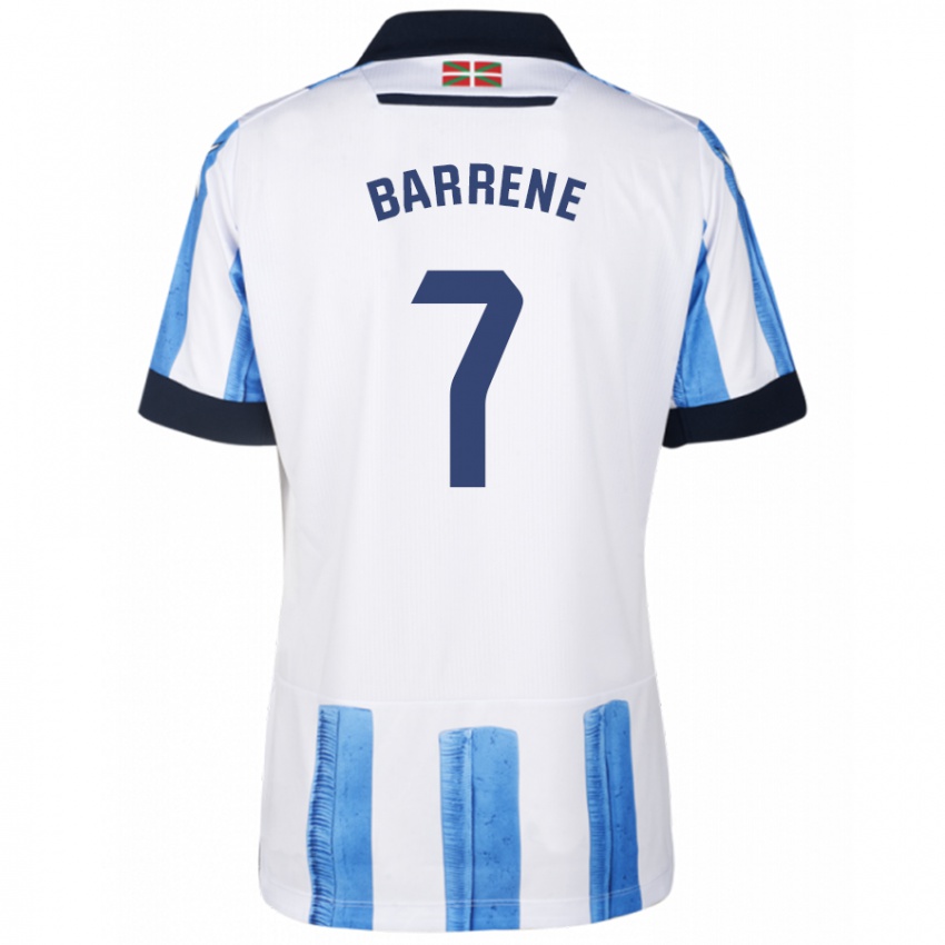Hombre Camiseta Ander Barrenetxea #7 Azul Blanco 1ª Equipación 2023/24 La Camisa