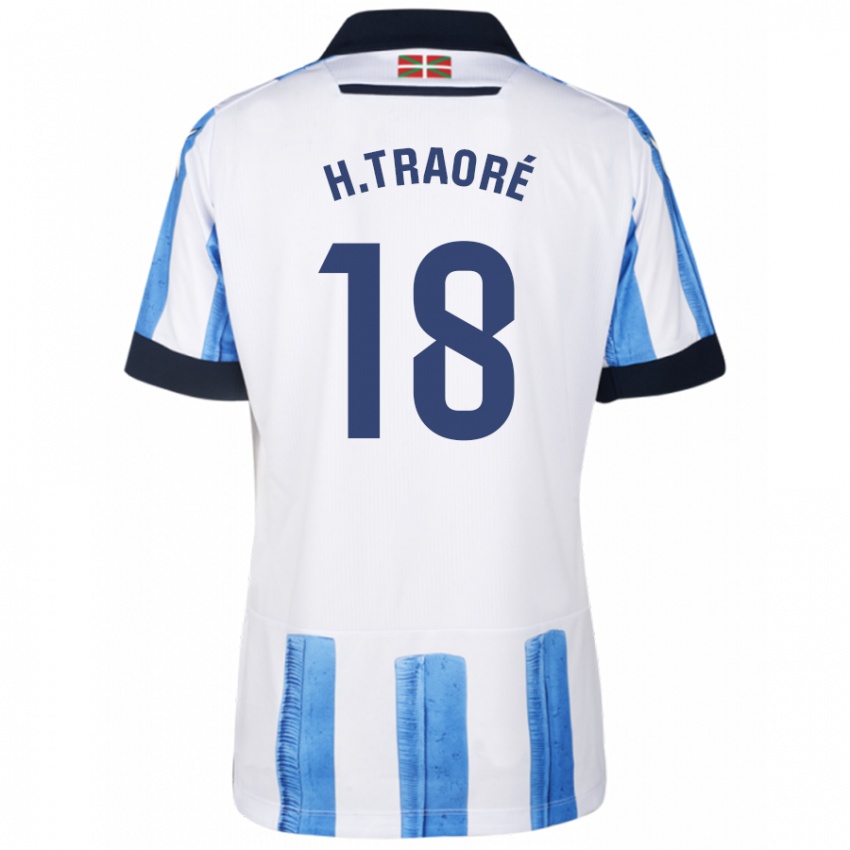 Hombre Camiseta Hamari Traore #18 Azul Blanco 1ª Equipación 2023/24 La Camisa
