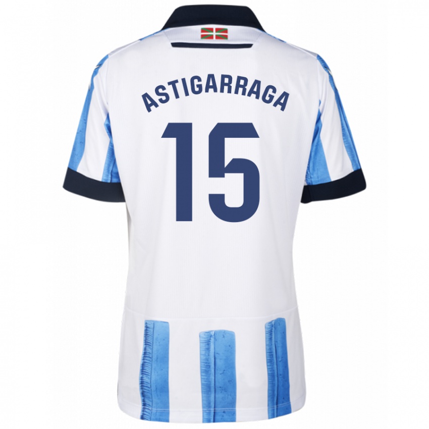 Hombre Camiseta Eneko Astigarraga #15 Azul Blanco 1ª Equipación 2023/24 La Camisa