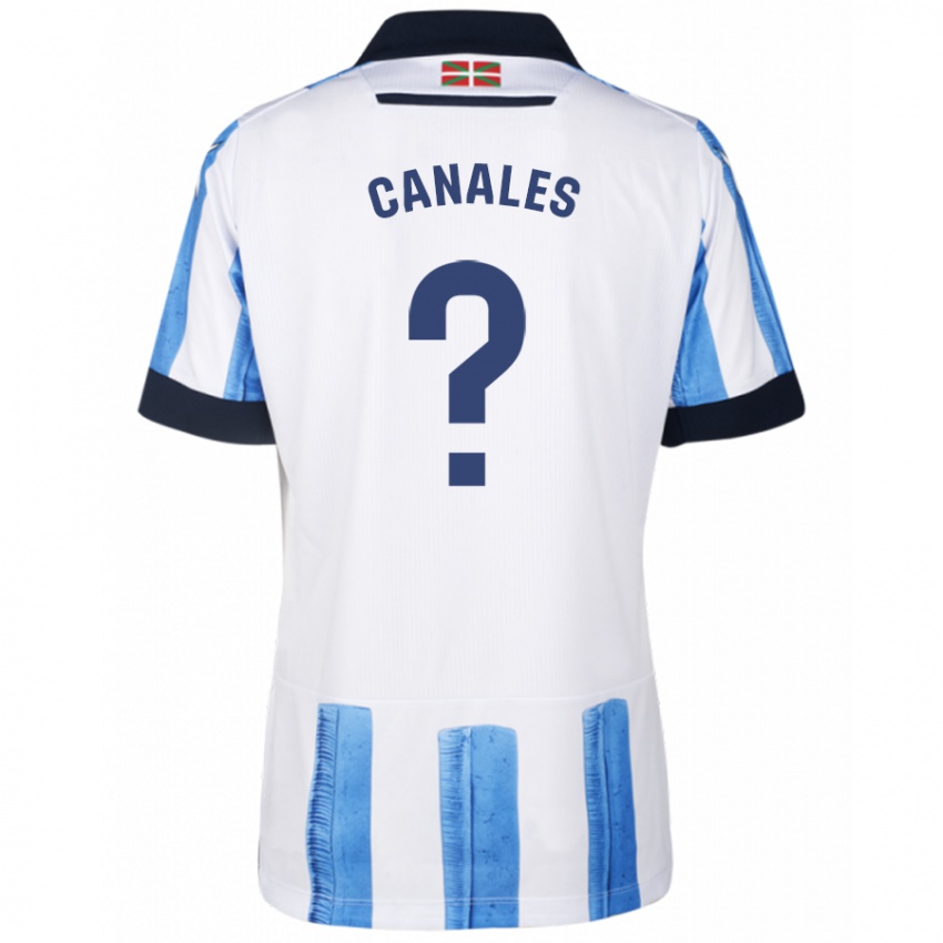 Hombre Camiseta Cristian Canales #0 Azul Blanco 1ª Equipación 2023/24 La Camisa