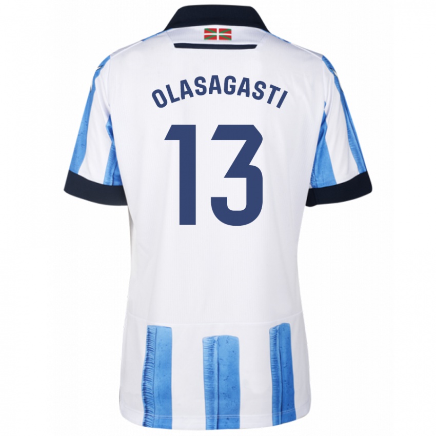 Hombre Camiseta Lander Olasagasti #13 Azul Blanco 1ª Equipación 2023/24 La Camisa