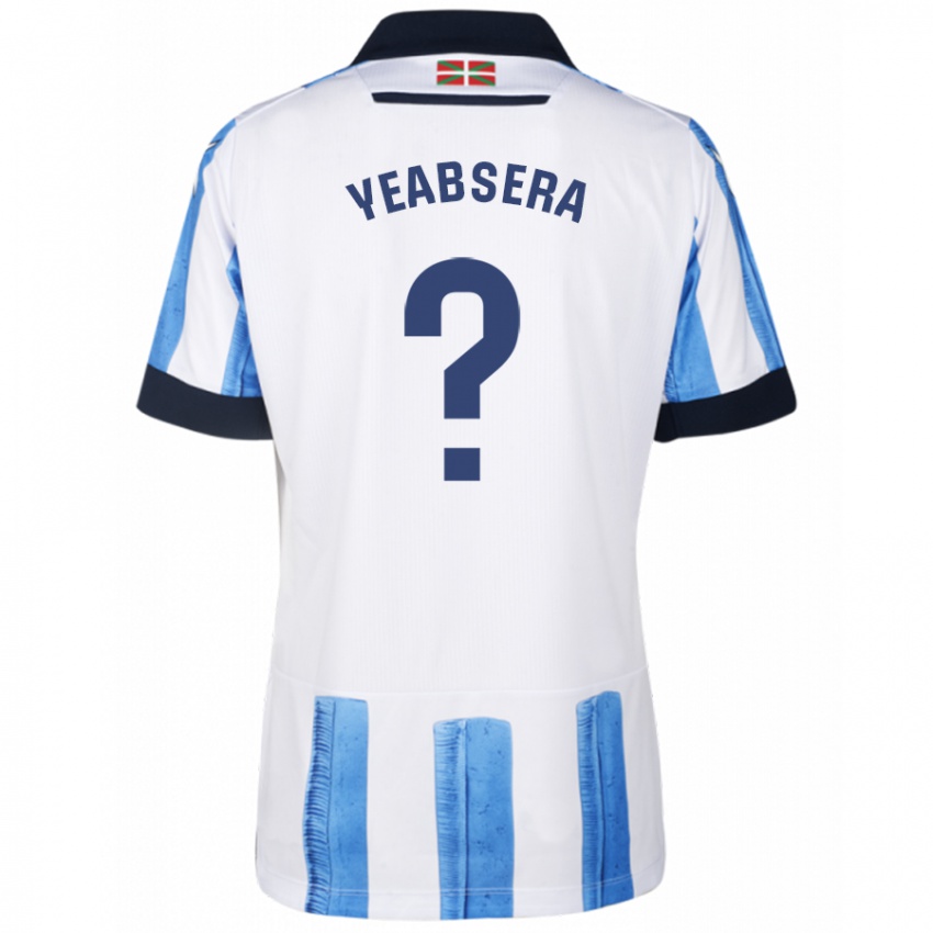 Hombre Camiseta Jon Yeabsera #0 Azul Blanco 1ª Equipación 2023/24 La Camisa