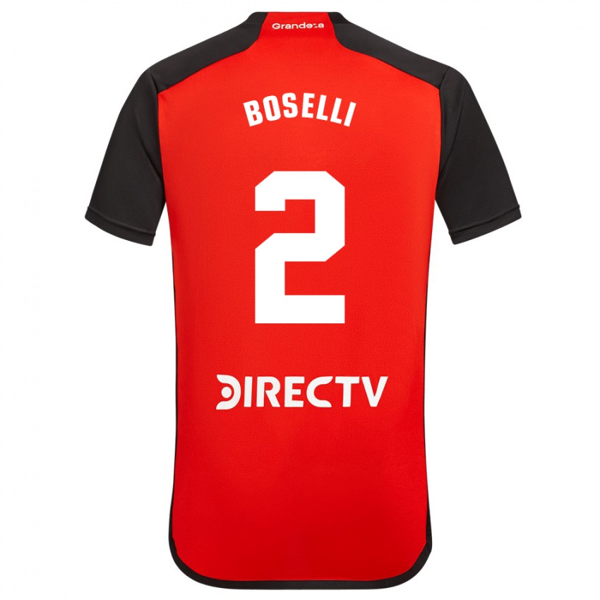 Hombre Camiseta Sebastián Boselli #2 Rojo 2ª Equipación 2023/24 La Camisa
