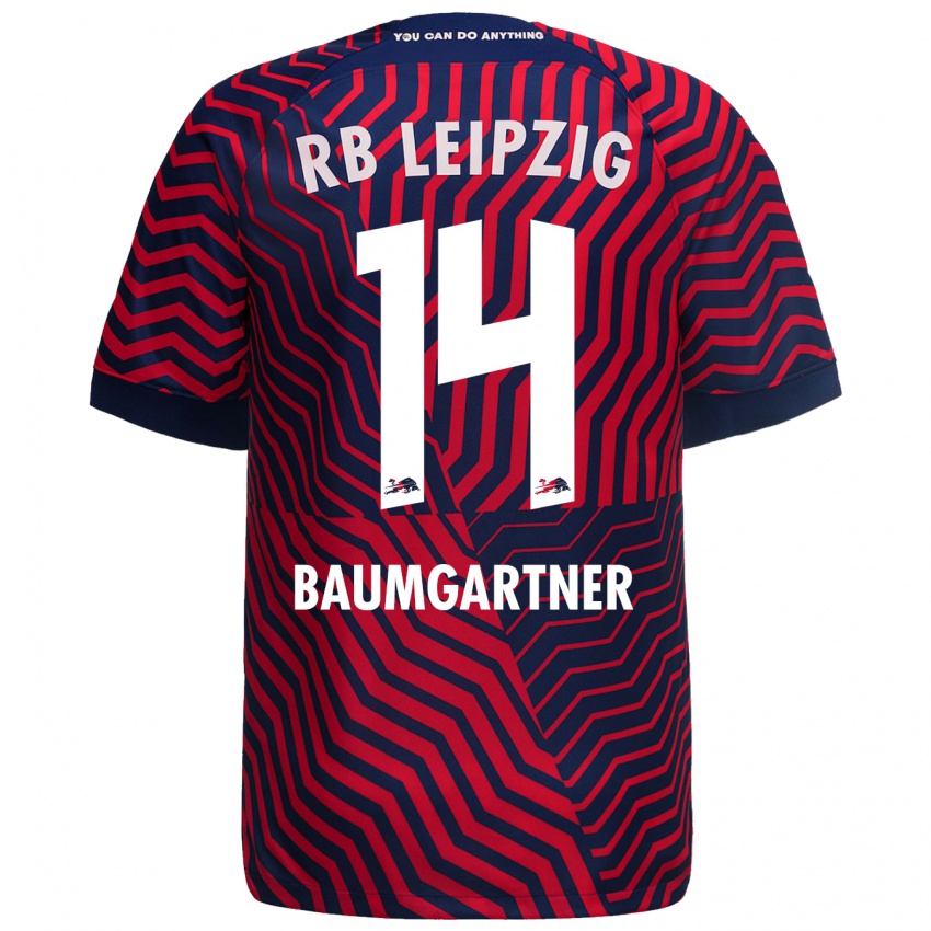 Hombre Camiseta Christoph Baumgartner #14 Azul Rojo 2ª Equipación 2023/24 La Camisa