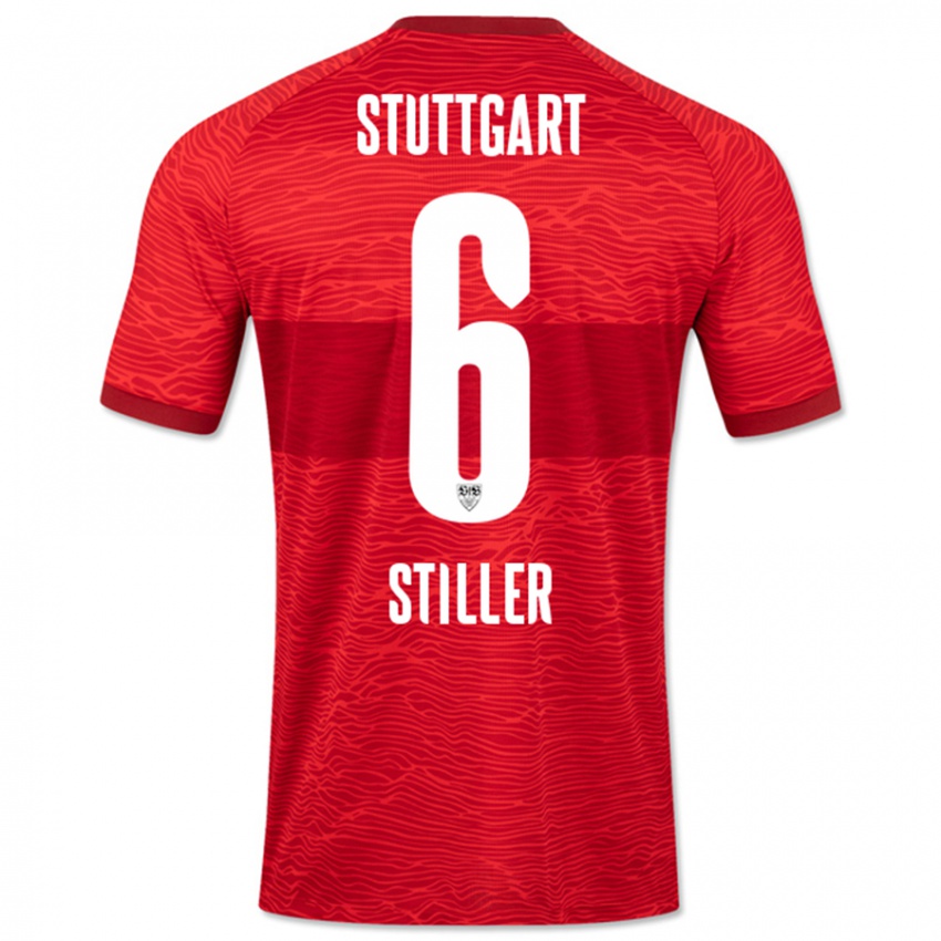 Hombre Camiseta Angelo Stiller #6 Rojo 2ª Equipación 2023/24 La Camisa